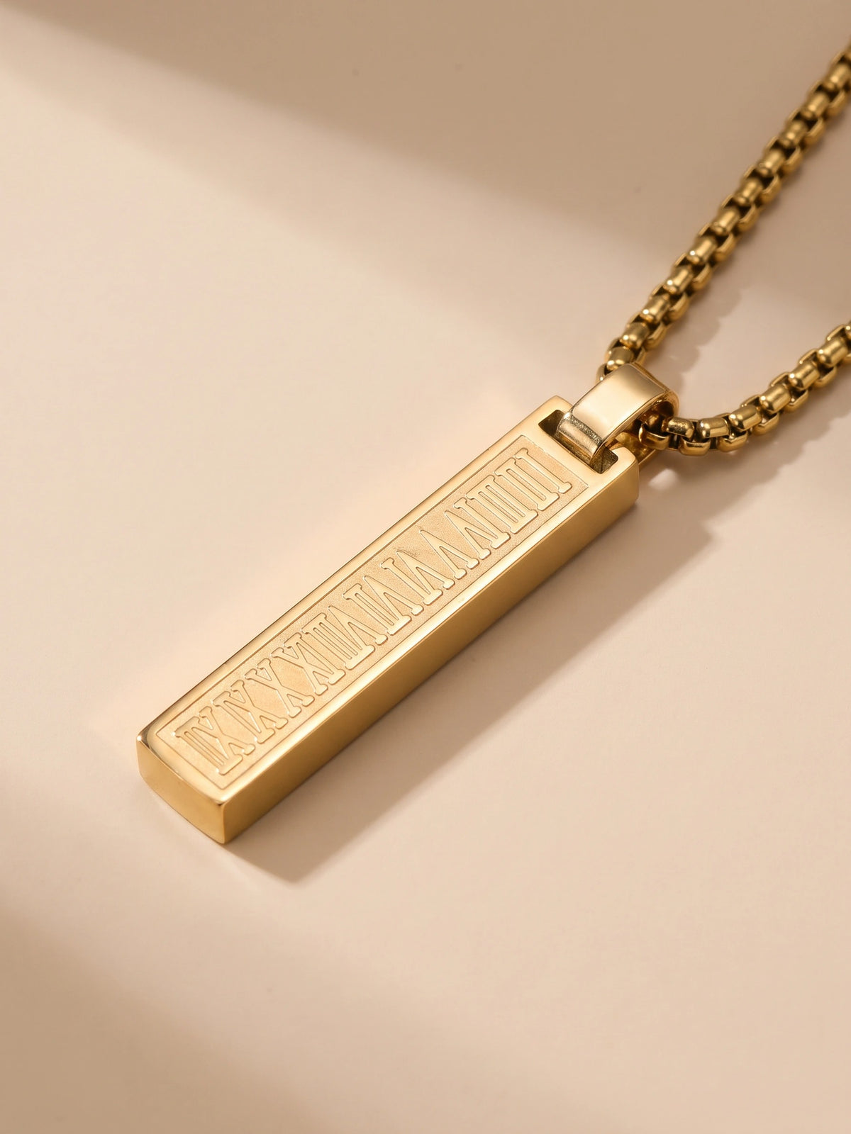 MYKI Anti-Tarnish Roman Numeral Bar Pendant Necklace (MKMC126-MPC)