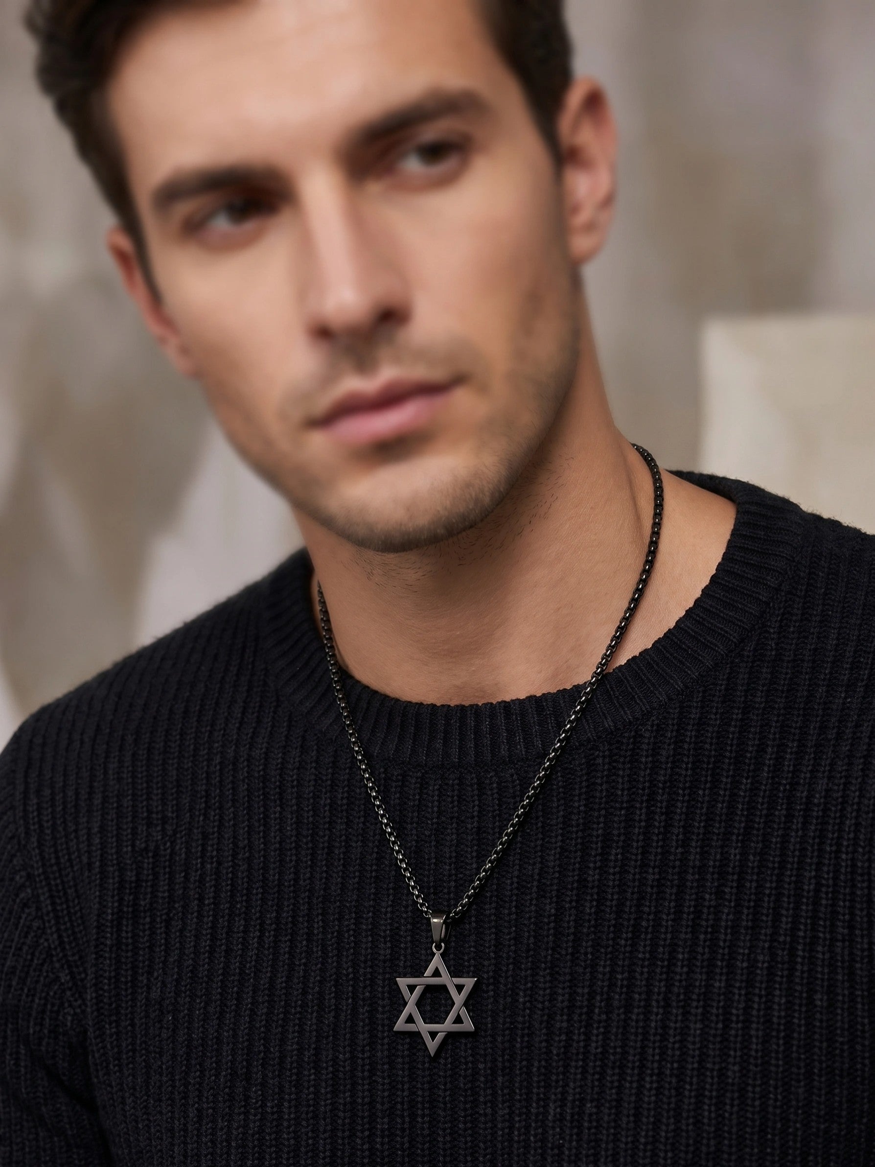 MYKI Anti-Tarnish Star of David Pendant Necklace (MKMC129-MPC)