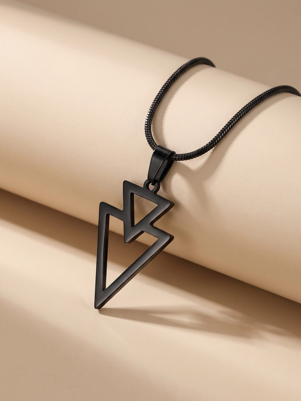 MYKI Anti-Tarnish Double Triangle Pendant Necklace (MKMC133-MPC)