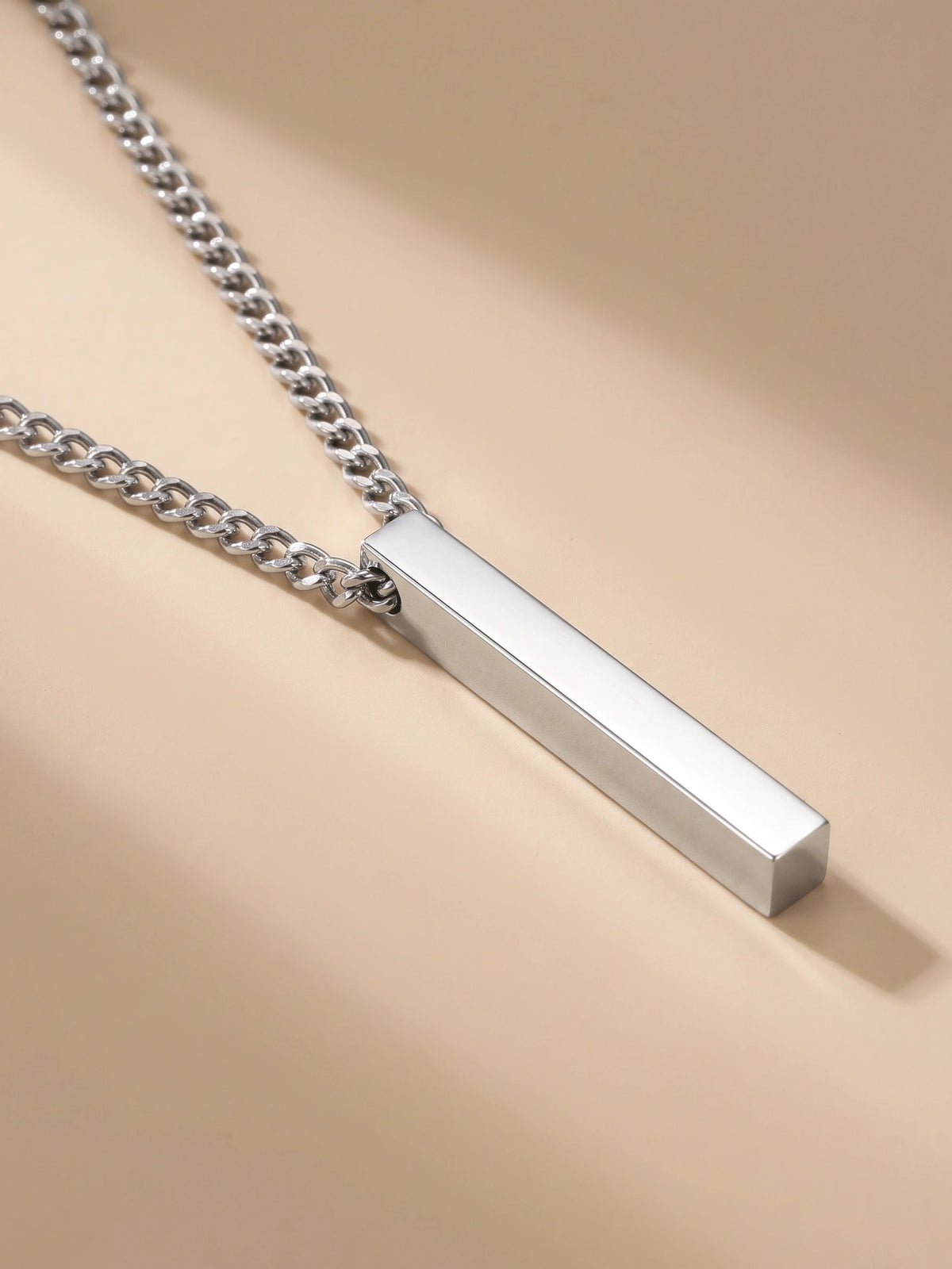 MYKI Anti-Tarnish Textured Bar Pendant Necklace (MKMC135-MPC)