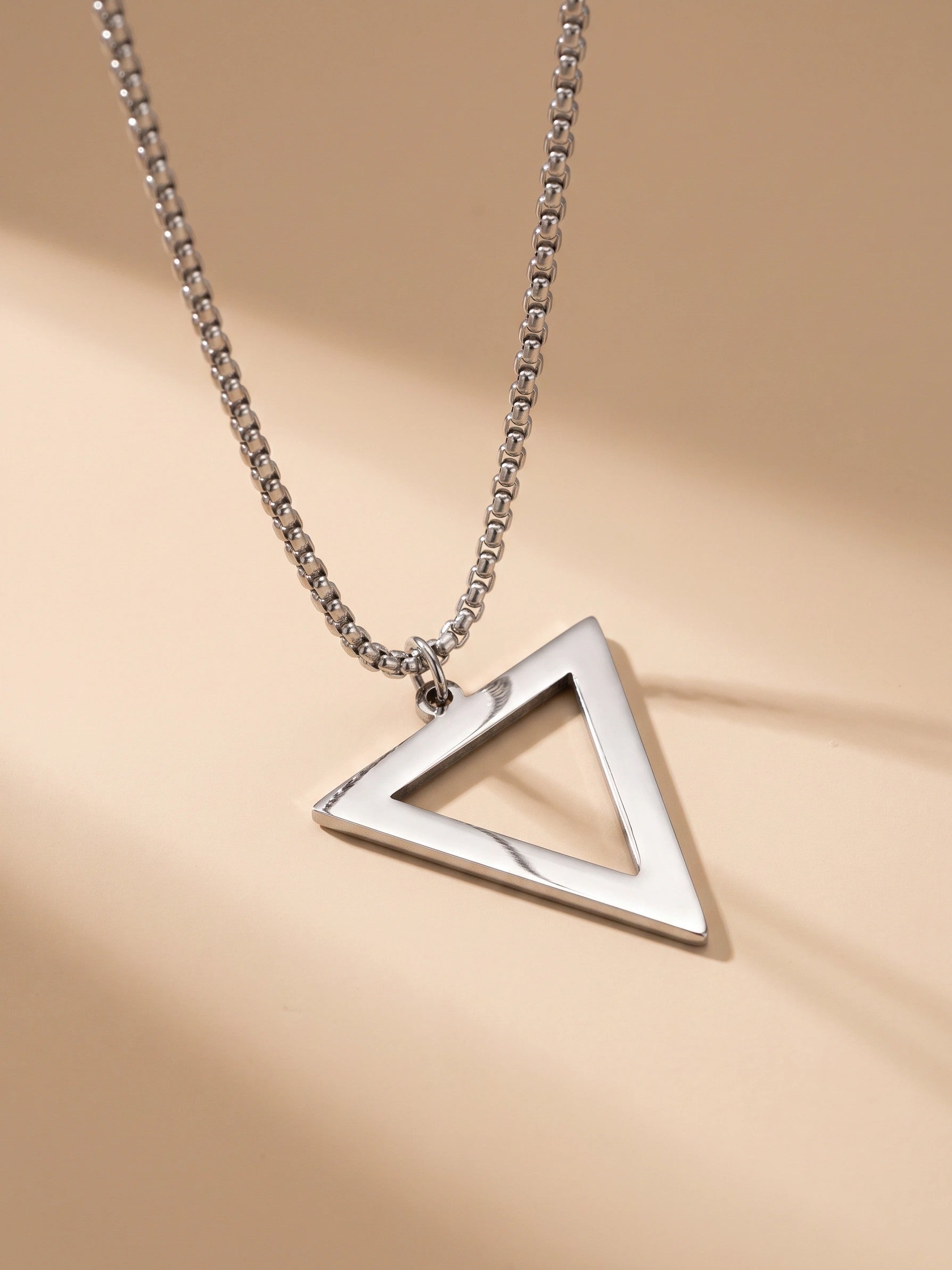 MYKI Anti-Tarnish Triangle Cutout Pendant Necklace (MKMC136-MPC)
