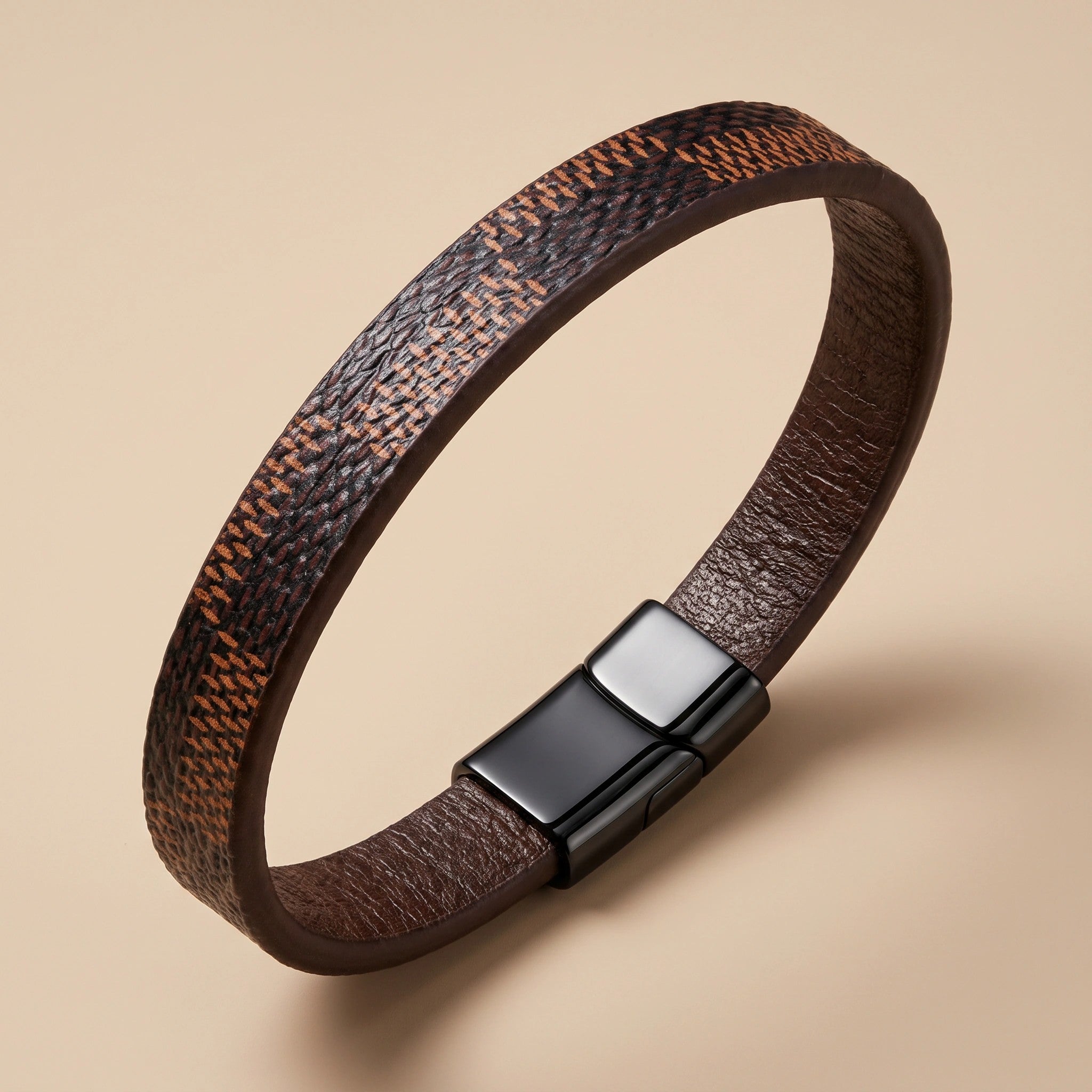 MYKI Very Elegant Genuine Leather Bracelet For Men & Boys For Daily / Party / Gym Wear (BROWN) (MKMBR136)