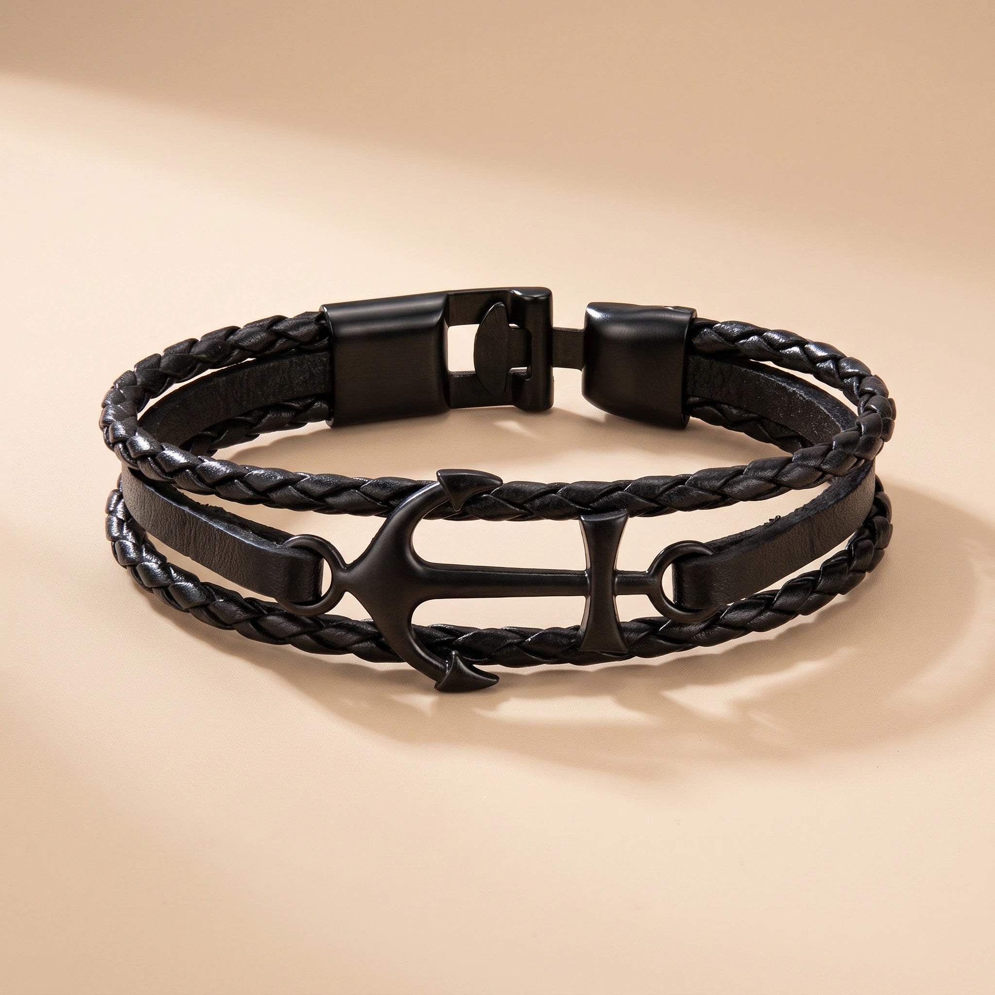 MYKI Stylish Anchor Bracelet For Mens & Boys (MKMBR142-BLACK)