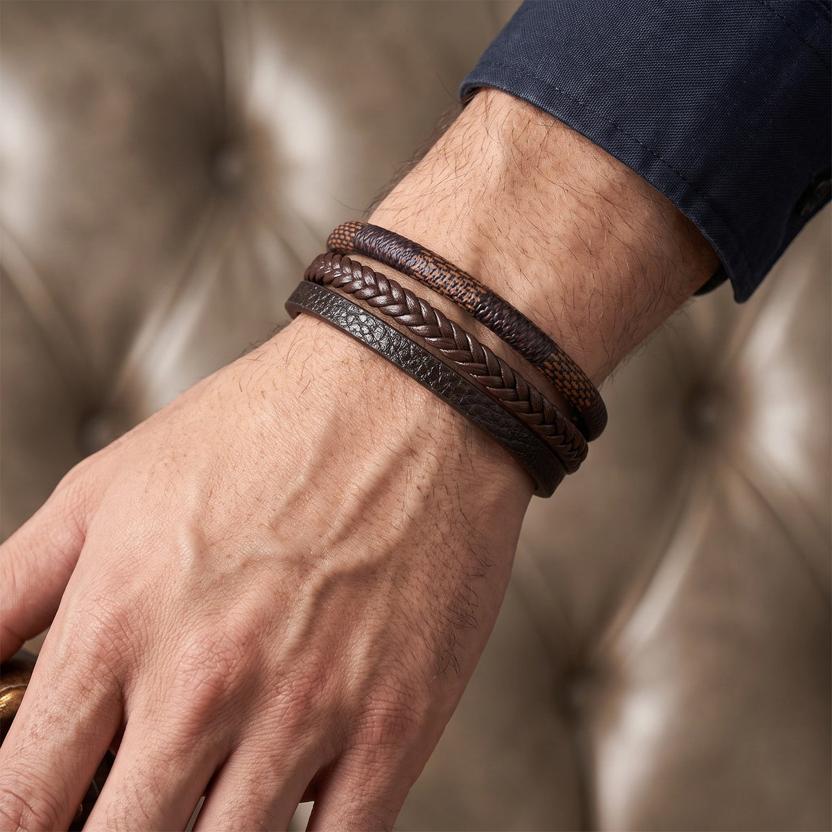 MYKI Trendy Leather Bracelet (MKMBR145BROWN)