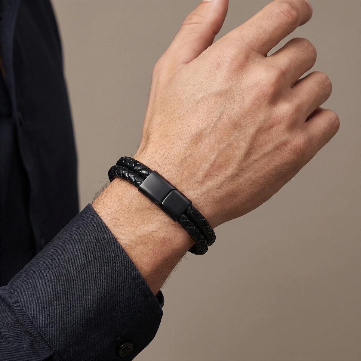 MYKI Stylish Layered Leather Bracelet (MKMBR147)