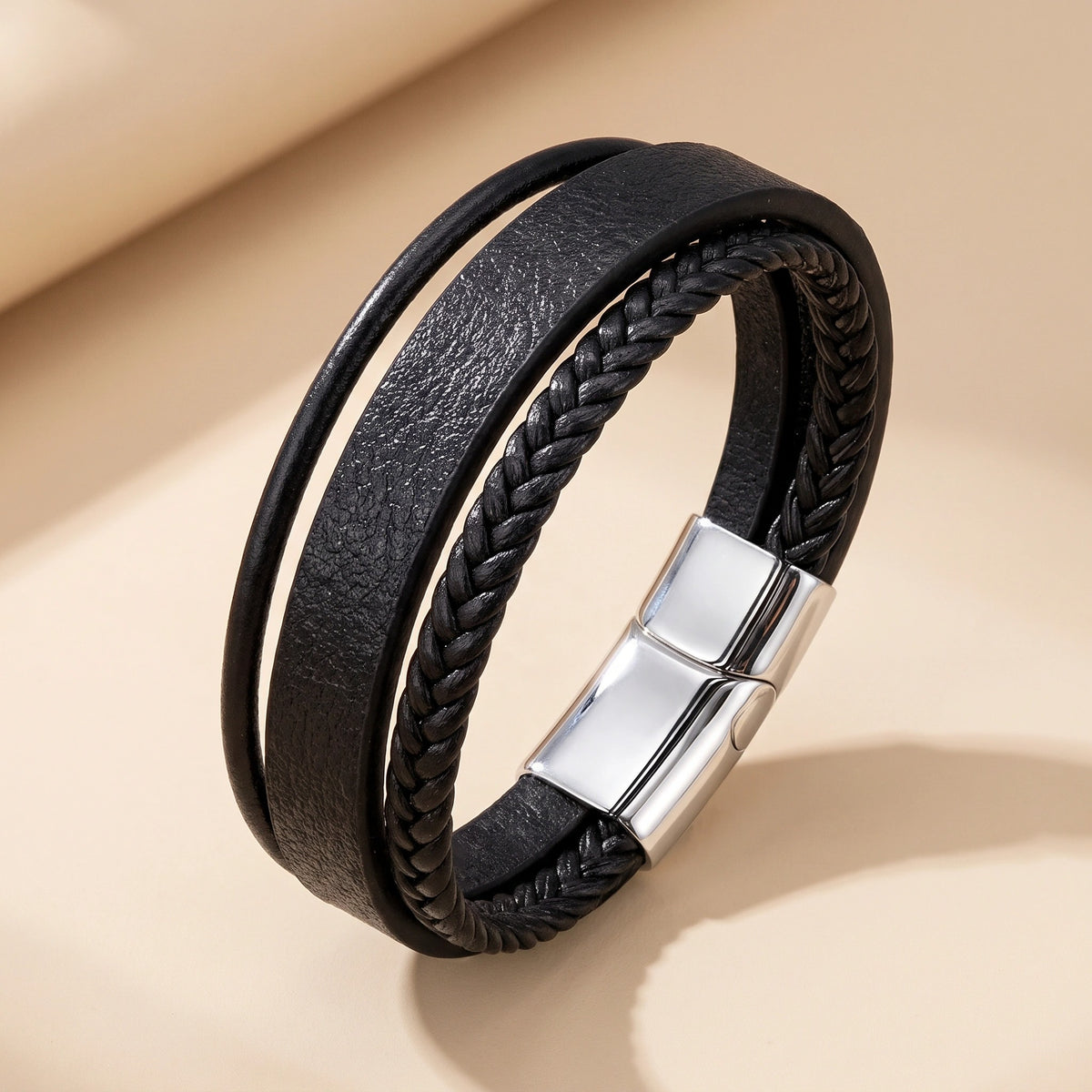 MYKI Multi Layered Leather Bracelet (MKMBR148BLACK)