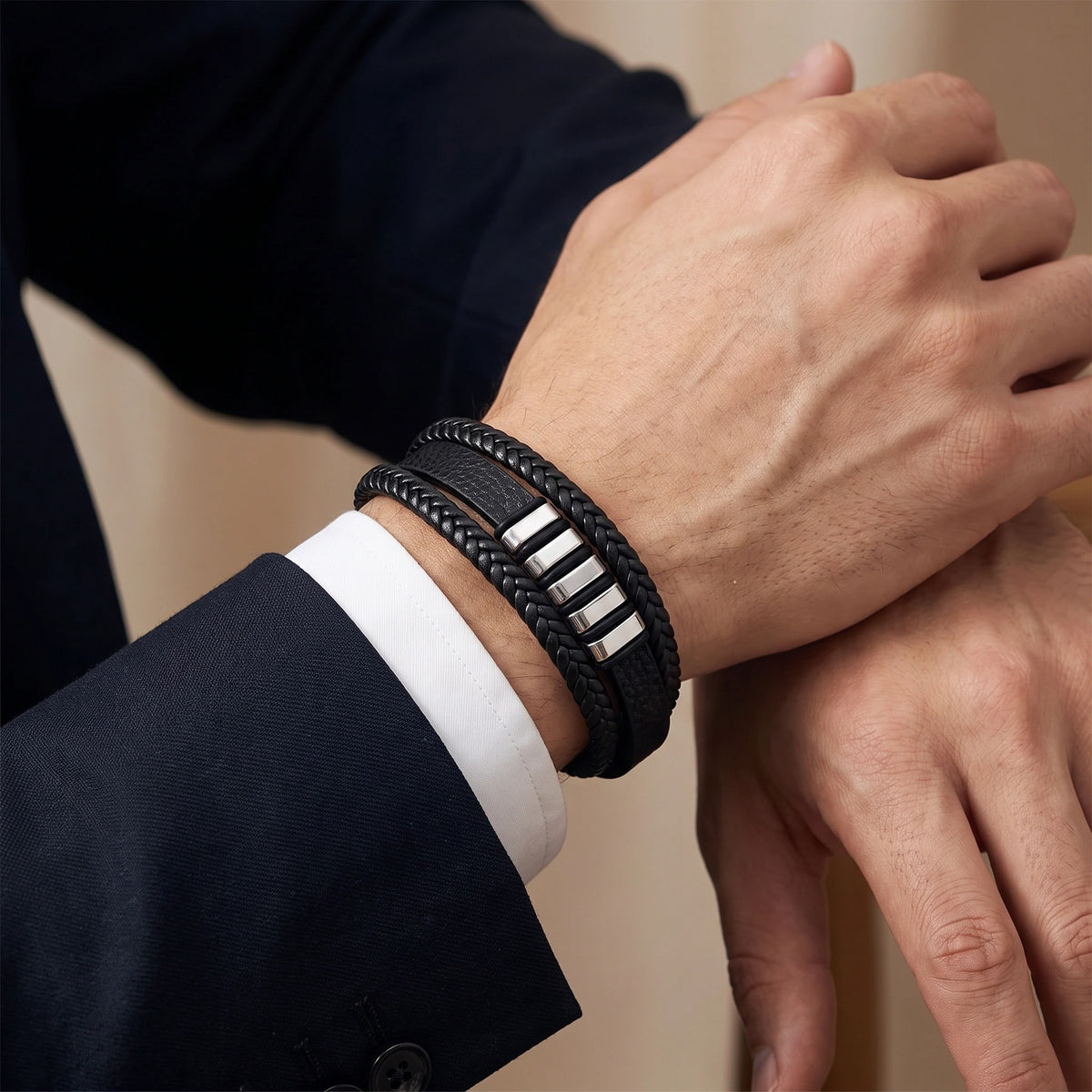 MYKI Rocking Leather Bracelet (MKMBR152BLACK)