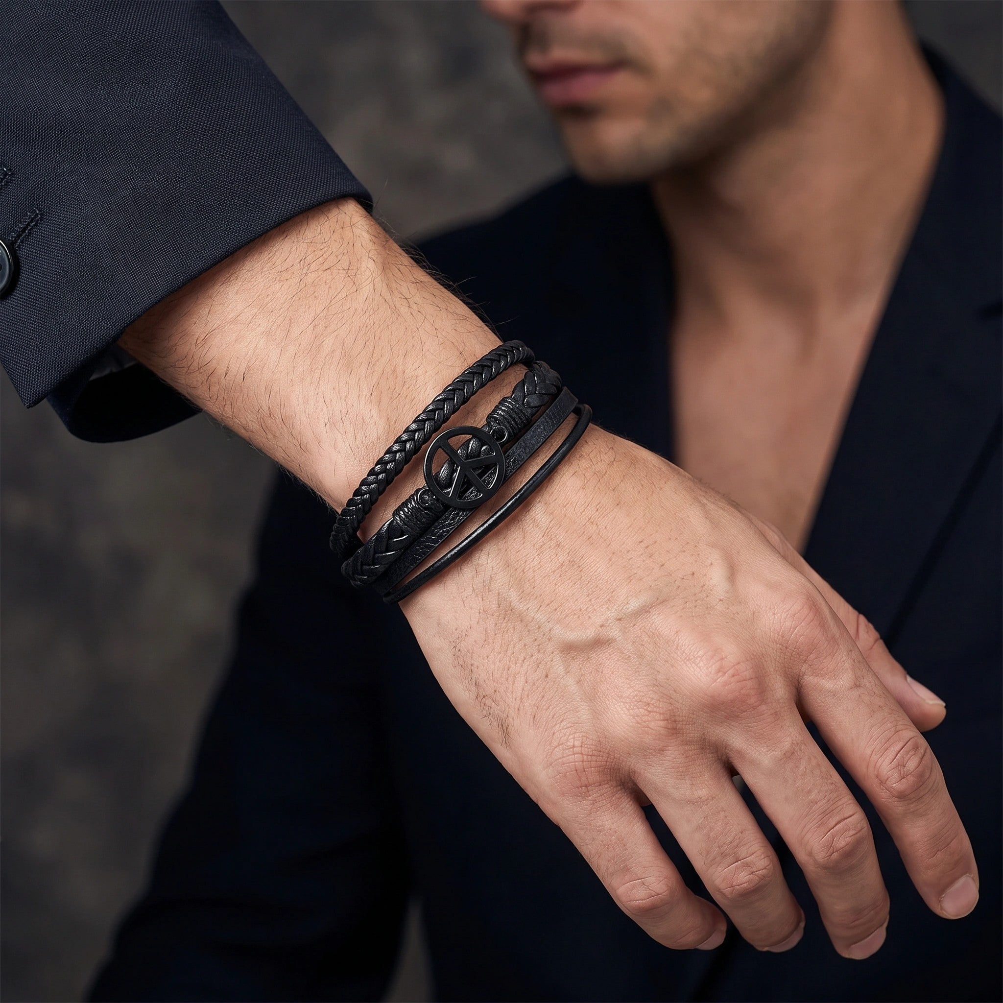 MYKI Stunning Multi Layered Leather Bracelet (MKMBR155)
