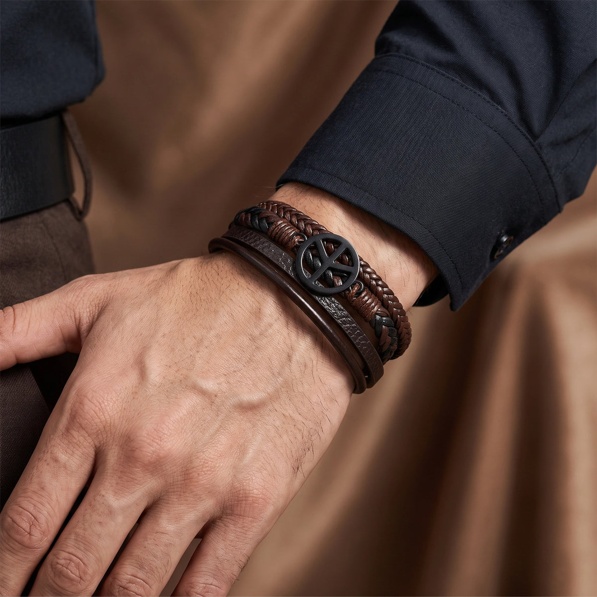 MYKI Stunning Multi Layered Leather Bracelet (MKMBR155)