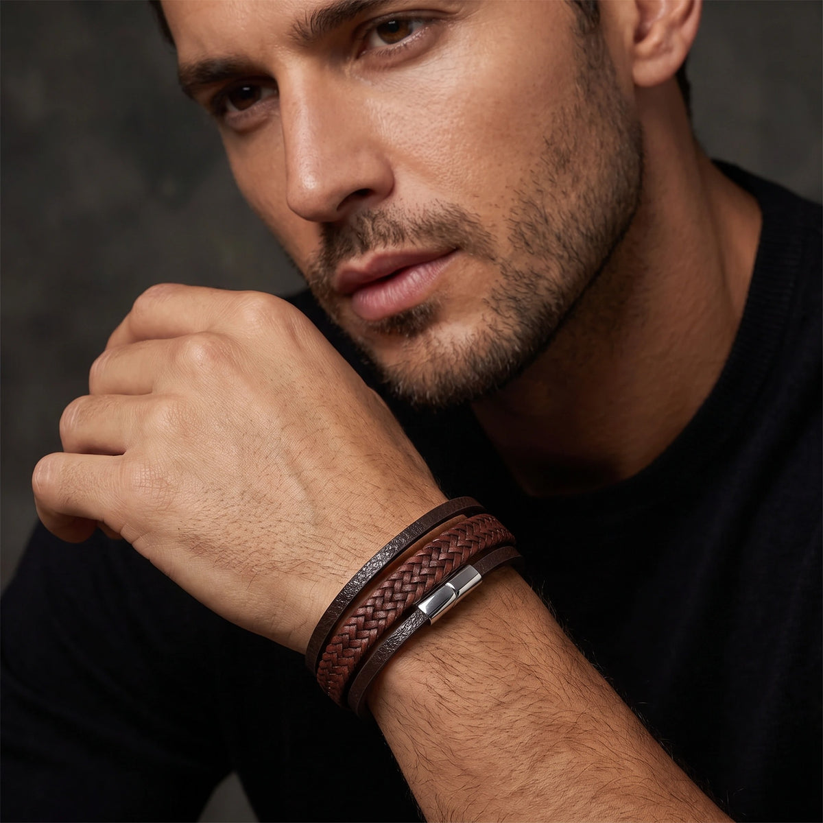 MYKI Delicate Multi Strand Leather Bracelet (MKMBR160)
