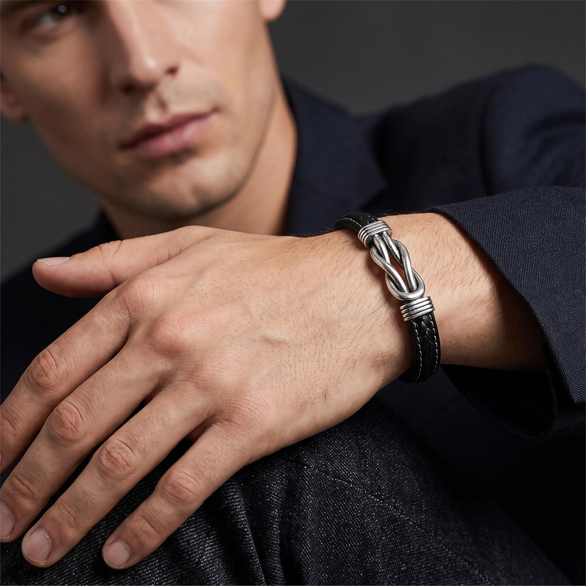 MYKI Sizzling Interloop Leather Bracelet For Men (MKMBR163)