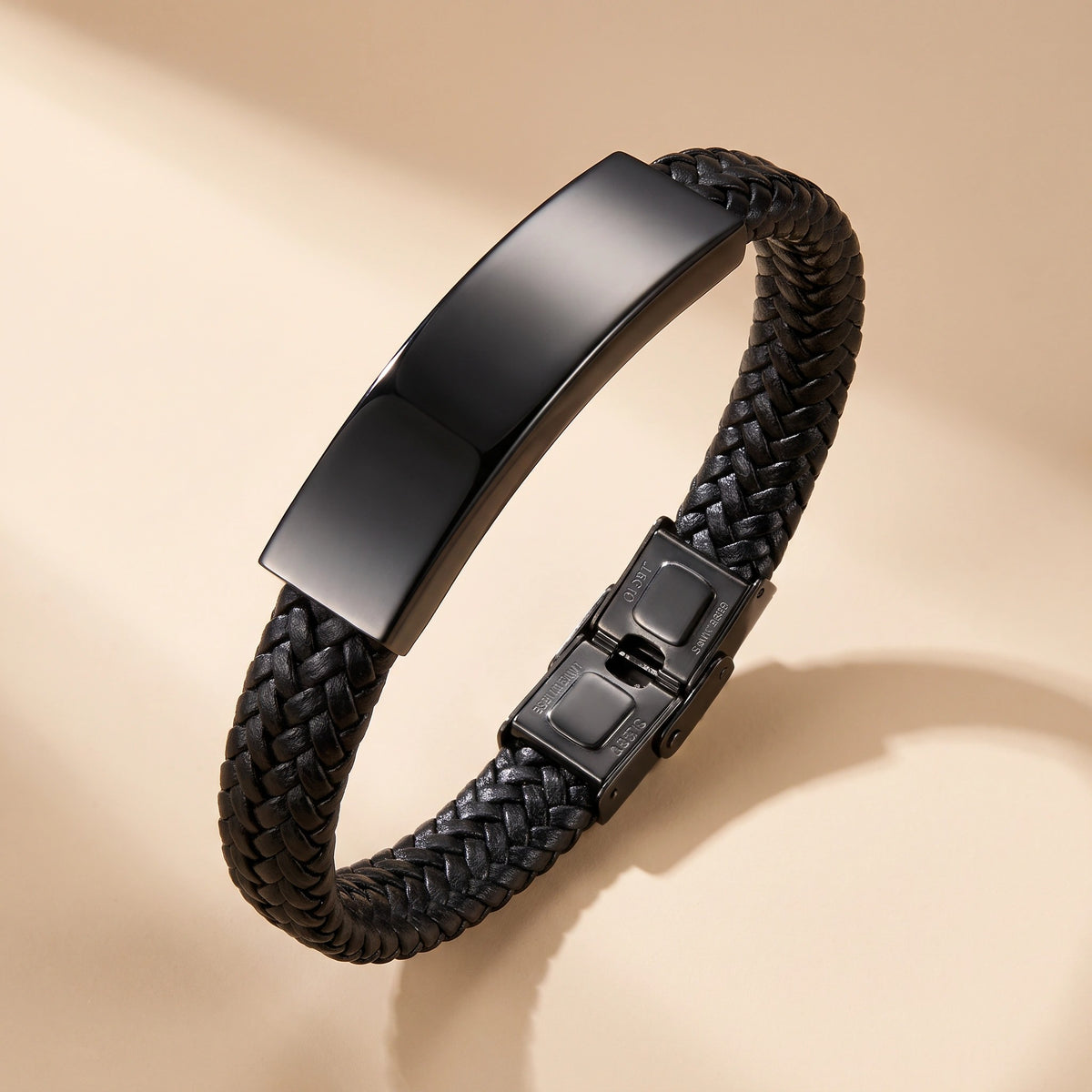 MYKI Smart Casual Braid Style Leather Bracelet For Men & Boys For Daily / Party / Gym Wear (BLACK) (MKMBR170)