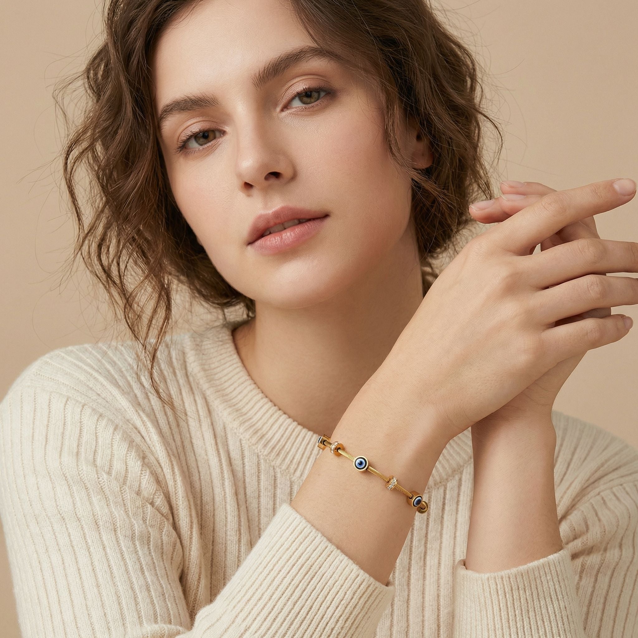 MYKI Gold Evil Eye Charm Bracelet (MKBRAD641G-PRA)