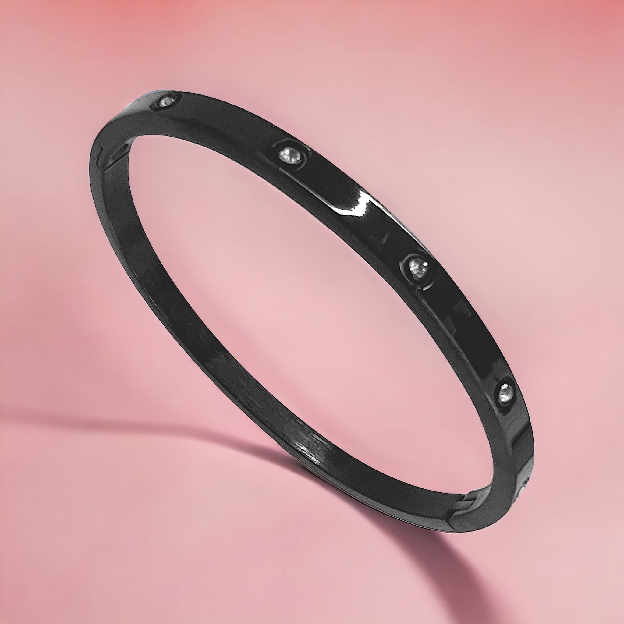 MYKI Sweet Full Diamond Love Kada For Teensty Girls & Boys (2 inch diameter) (MKBRAD530BLACK)