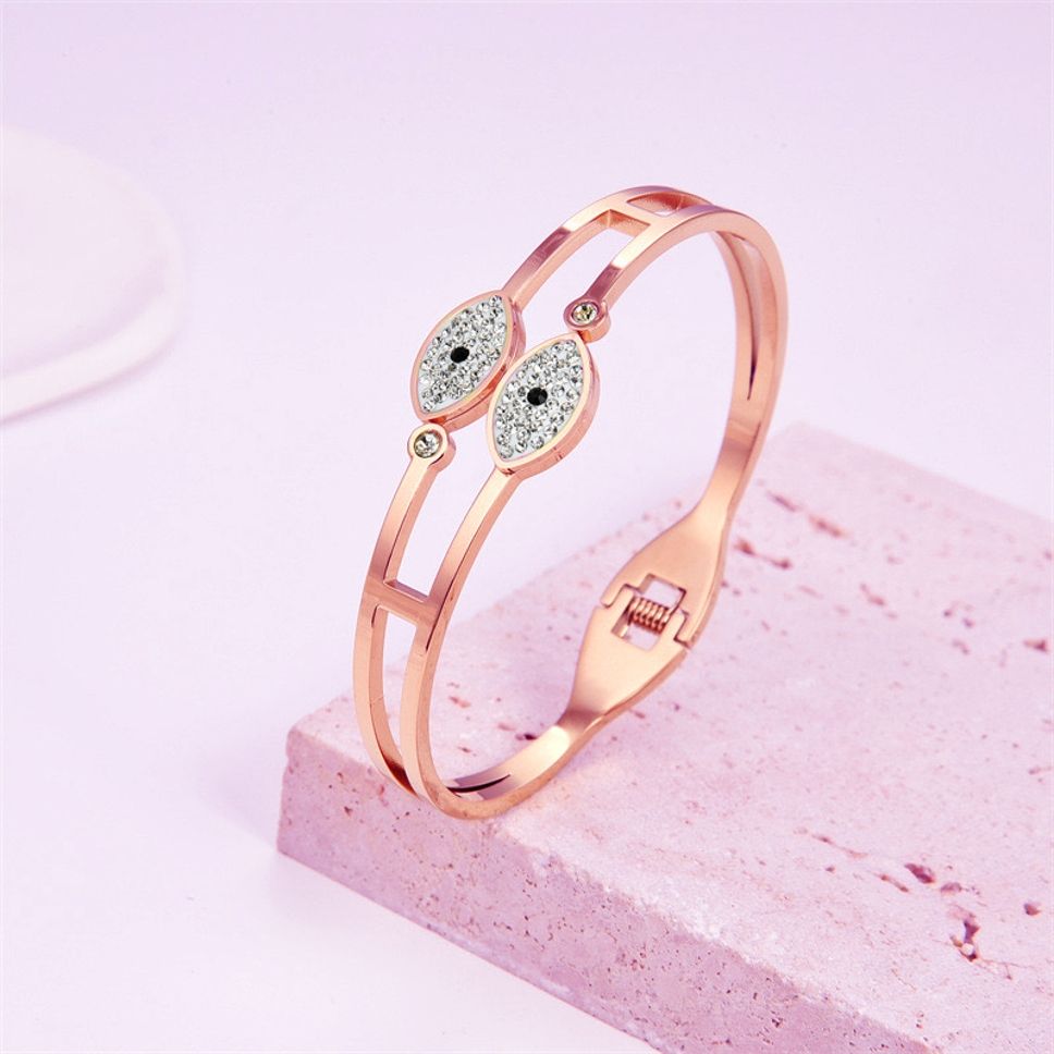 MYKI Evil Eye Rosegold plated Kada Bracelet (MKBRAD404RG)