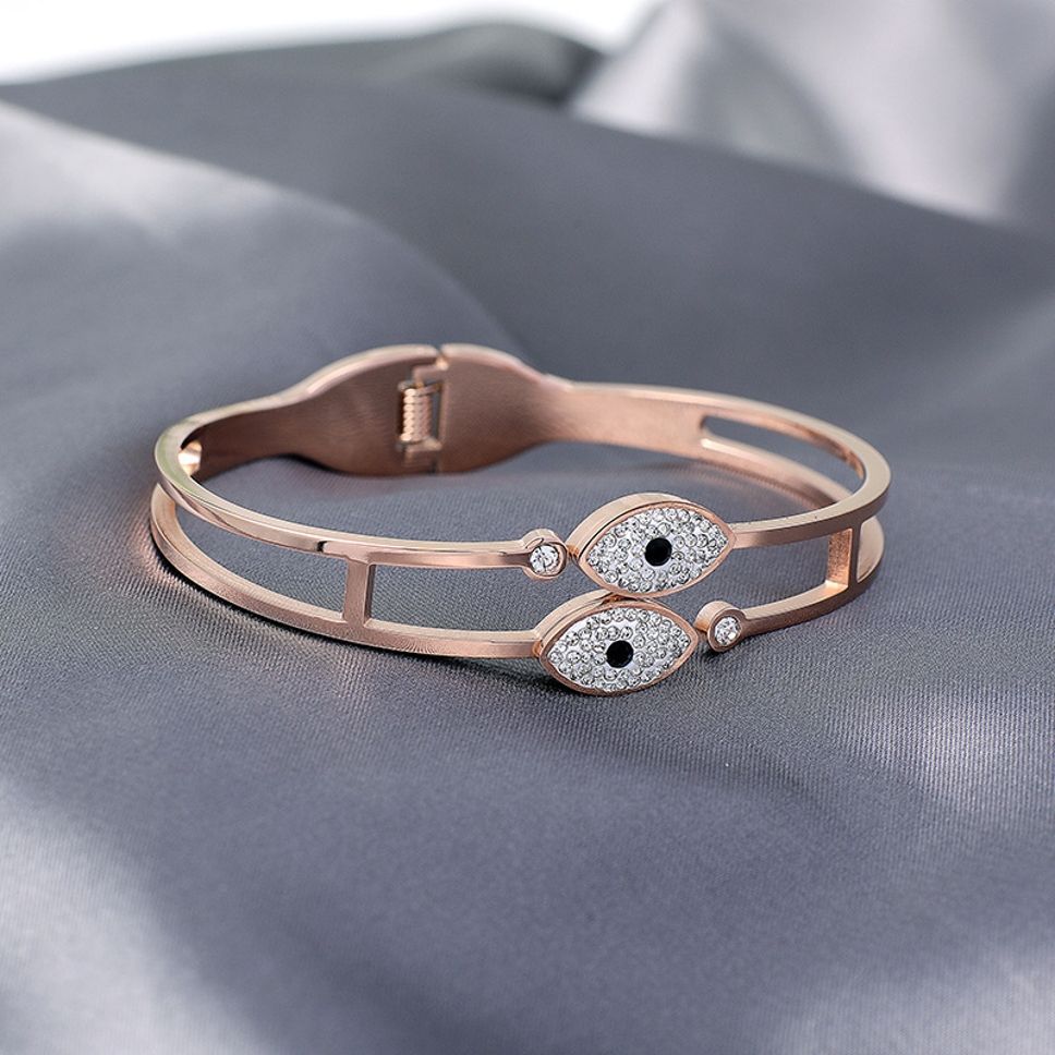 MYKI Evil Eye Rosegold plated Kada Bracelet (MKBRAD404RG)