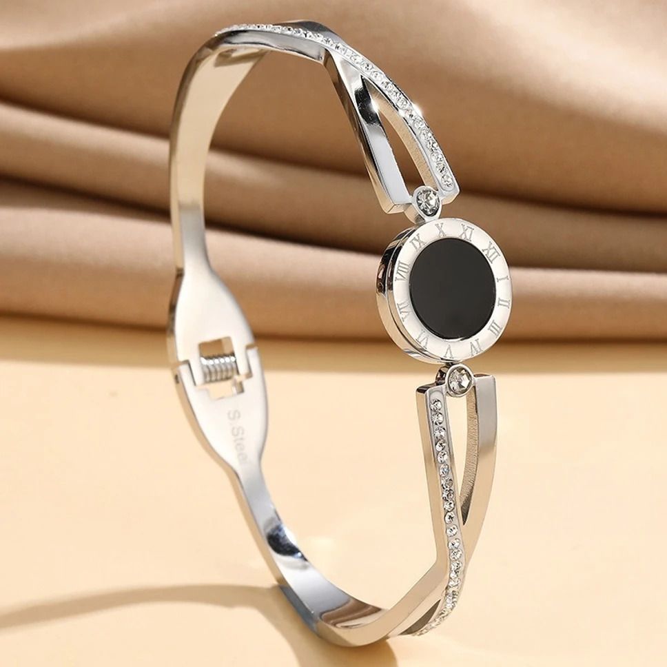MYKI Roman Numbers Classy Diamond Kada Bracelet (MKBRAD422)