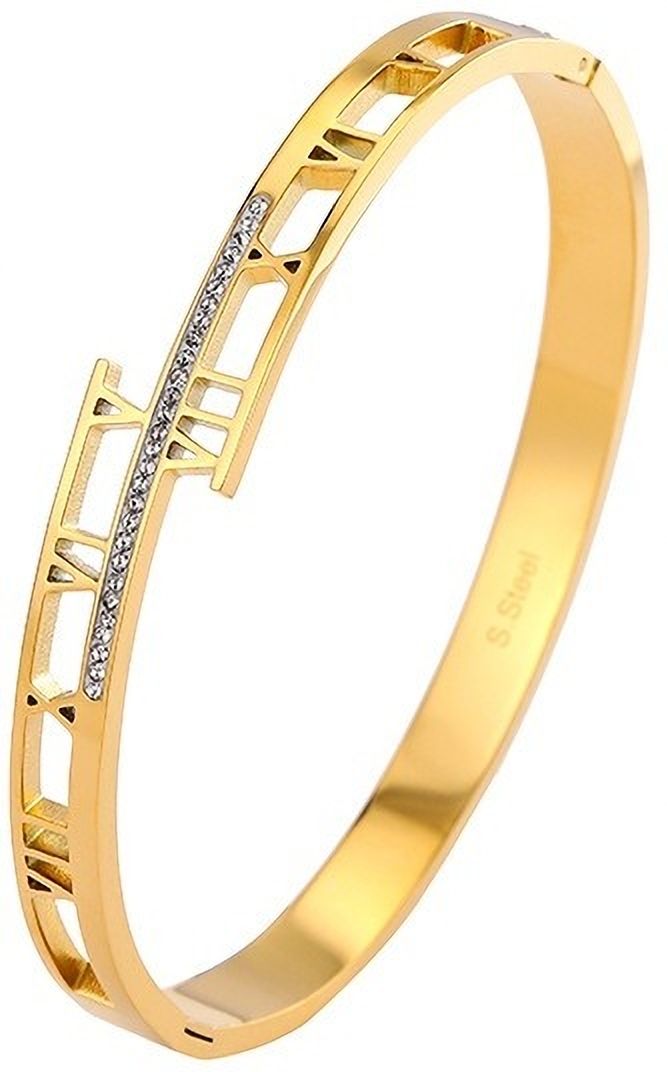 MYKI Pretty Roman Numbers Diamond Kada Bracelet (MKBRAD425G)