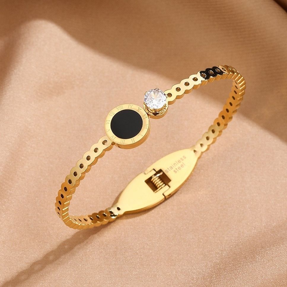 MYKI Sizzling Roman Numbers Diamond Kada Bracelet (MKBRAD426G)