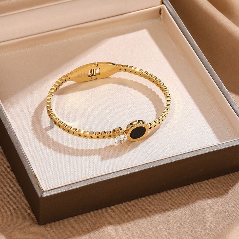 MYKI Sizzling Roman Numbers Diamond Kada Bracelet (MKBRAD426G)
