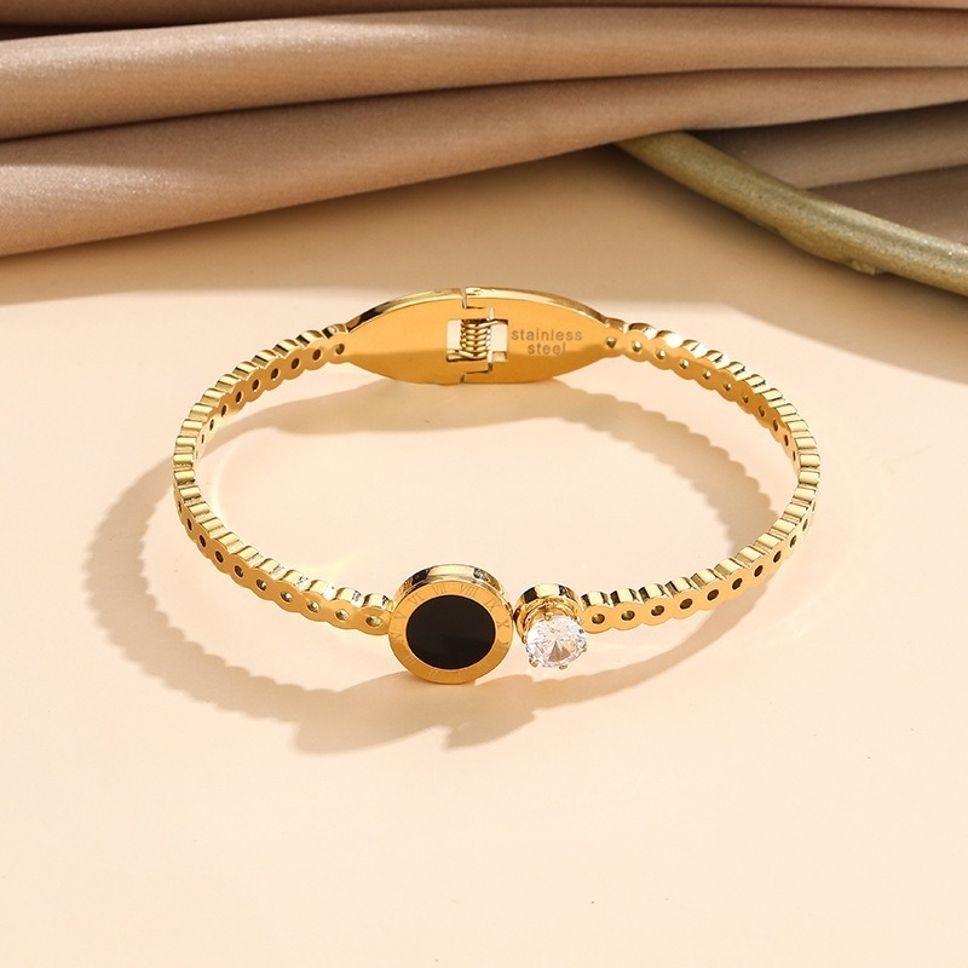 MYKI Sizzling Roman Numbers Diamond Kada Bracelet (MKBRAD426G)