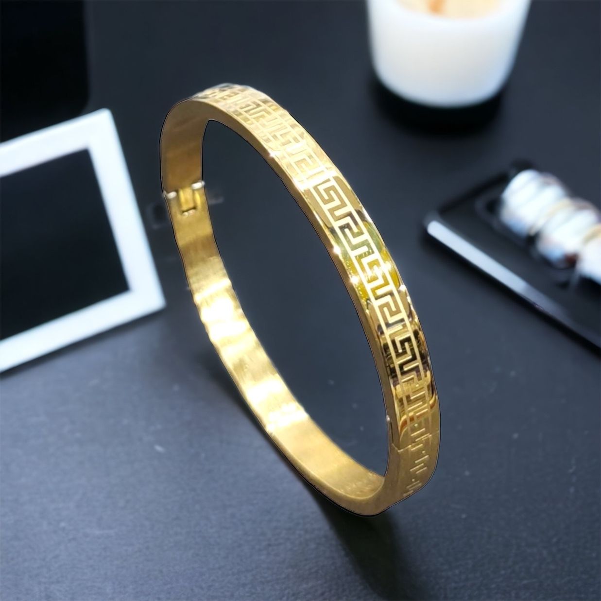 MYKI Astonishing Love Unisex Bracelet (6 mm thickness, 2.4 diameter) (MKBRAD467G-TWIN)