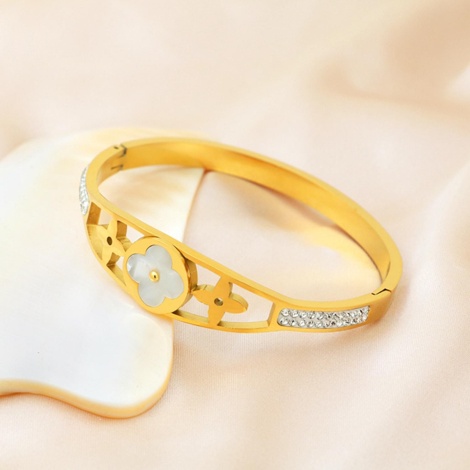 MYKI Royal Floral Diamond Bangle Bracelet  (MKBRAD508G)