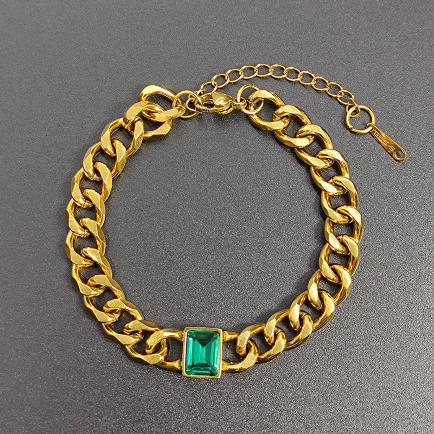 MYKI Royal Green Diamond Charm Bracelet  (MKBRAD509G)