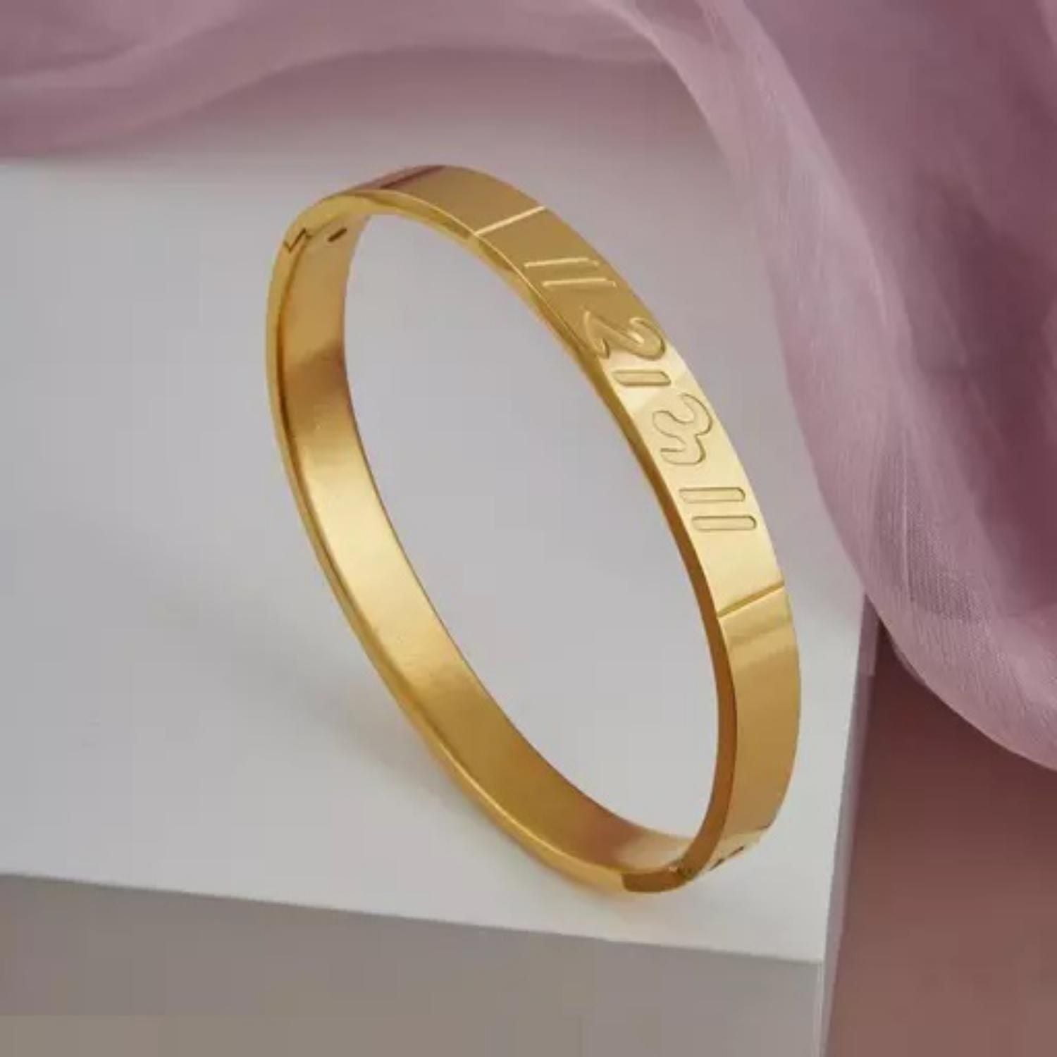 MYKI Royal Ram Engraved Bangle Bracelet  (MKBRAD514G)