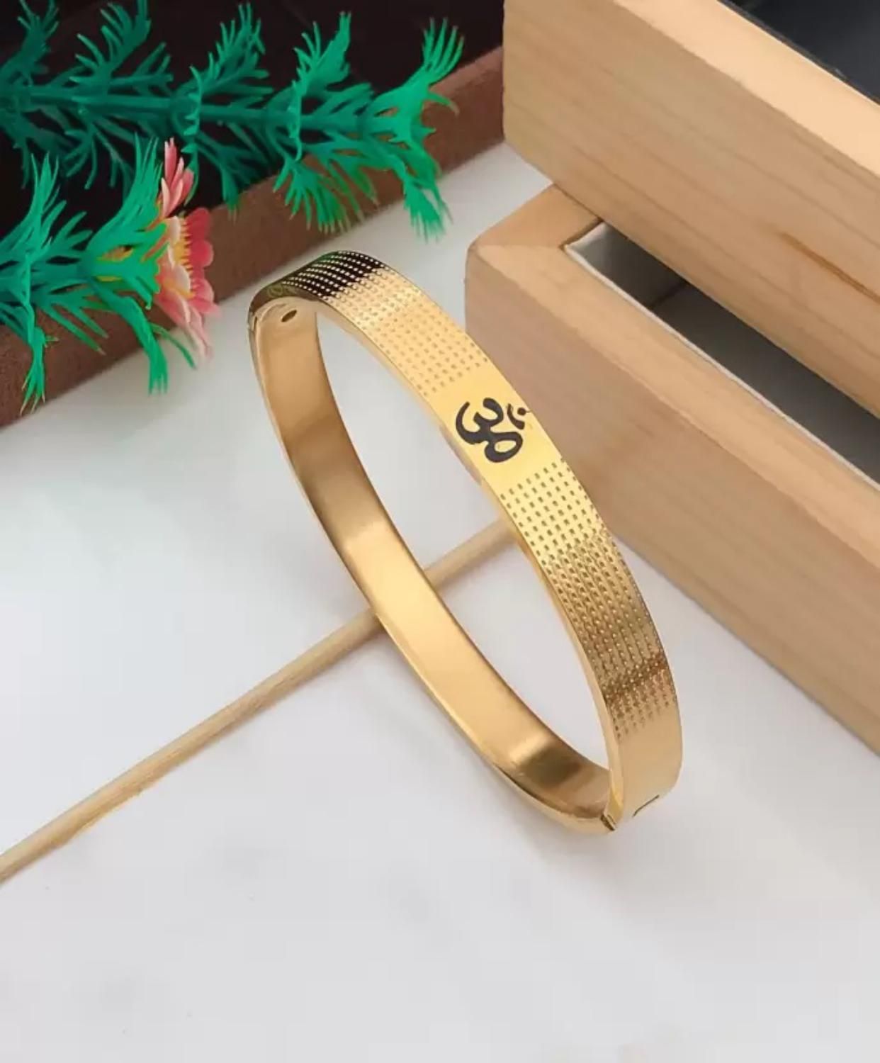 MYKI Royal OM Engraved Bangle Bracelet  (MKBRAD515G)