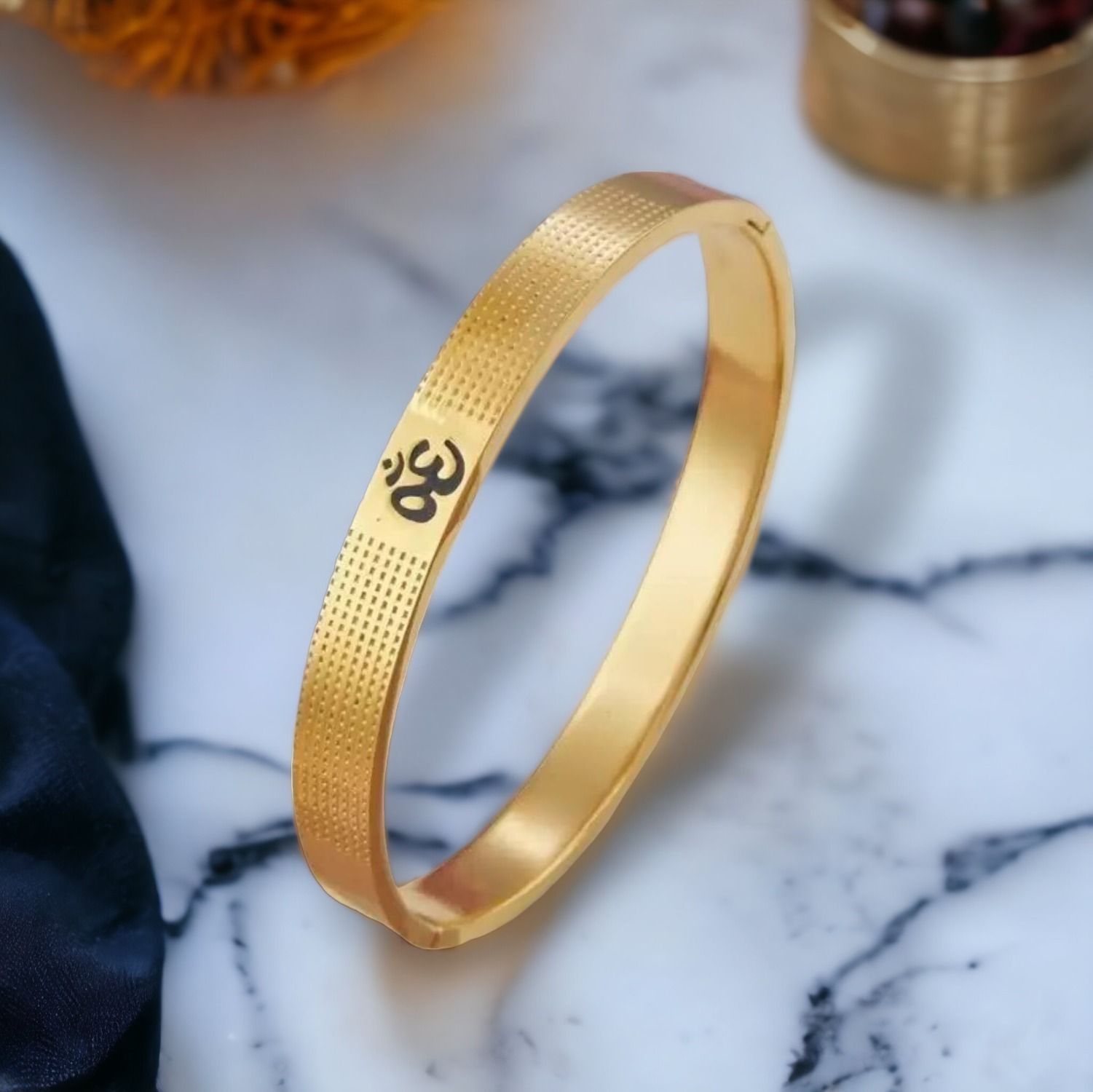 MYKI Royal OM Engraved Bangle Bracelet  (MKBRAD515G)