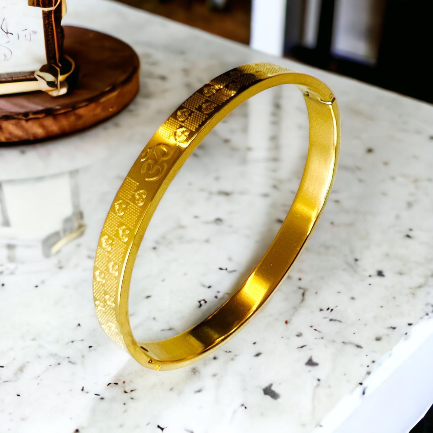 MYKI Royal OM Engraved Bangle Bracelet For Women & Mens (MKBRAD521G)