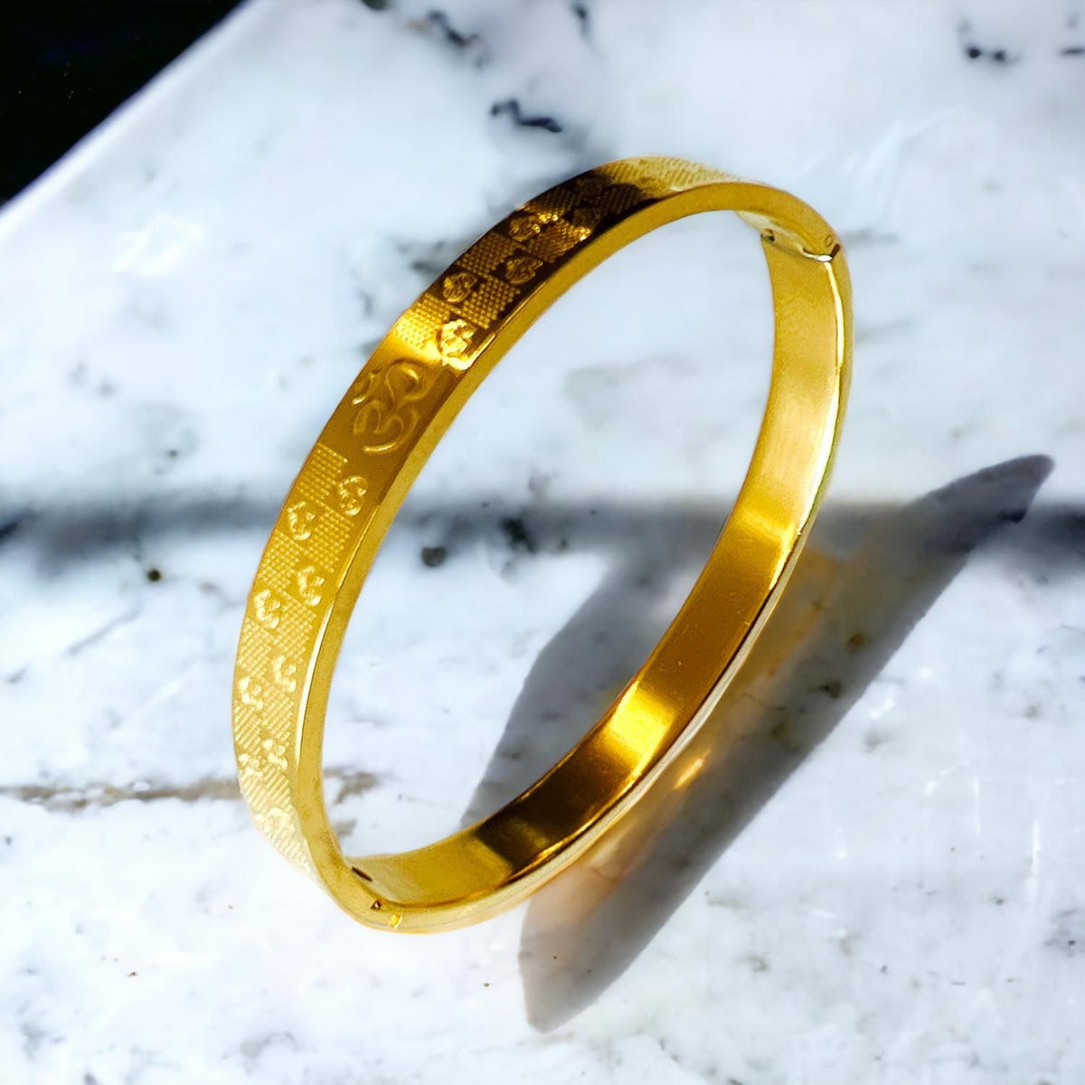 MYKI Royal OM Engraved Bangle Bracelet For Women & Mens (MKBRAD521G)