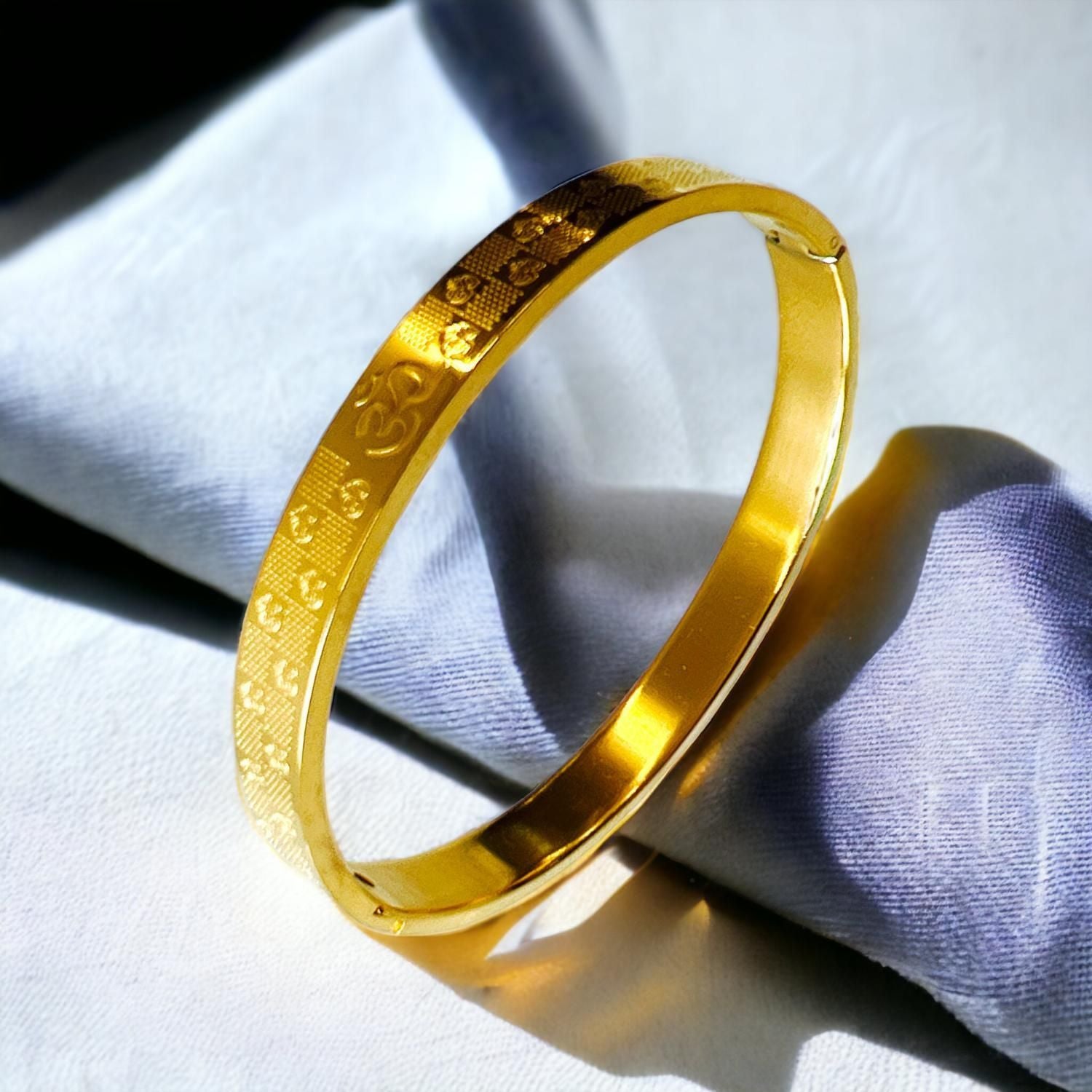 MYKI Royal OM Engraved Bangle Bracelet For Women & Mens (MKBRAD521G)