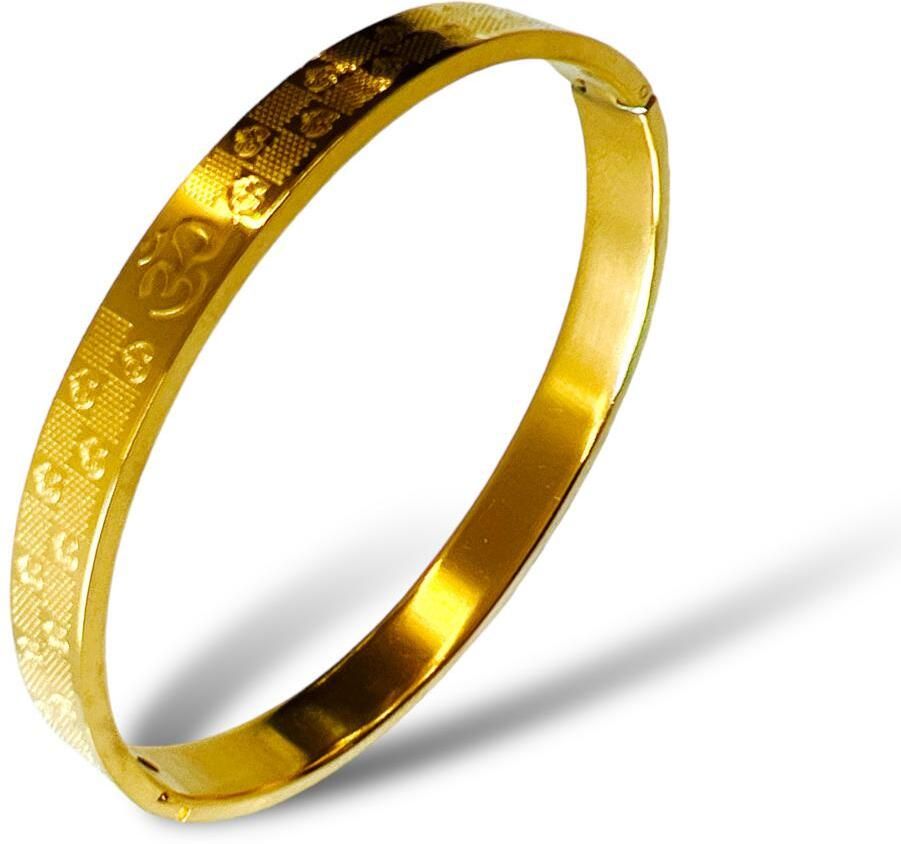 MYKI Royal OM Engraved Bangle Bracelet For Women & Mens (MKBRAD521G)