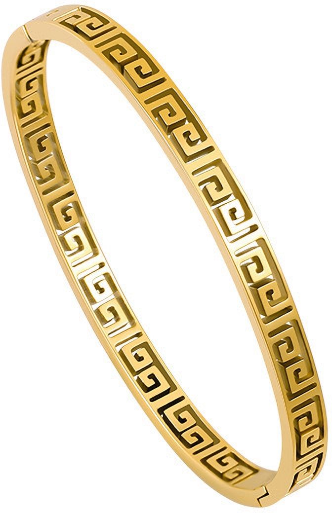 MYKI Elegant Gold-Plated Greek Key Bangle Bracelet (MKBRAD541G)