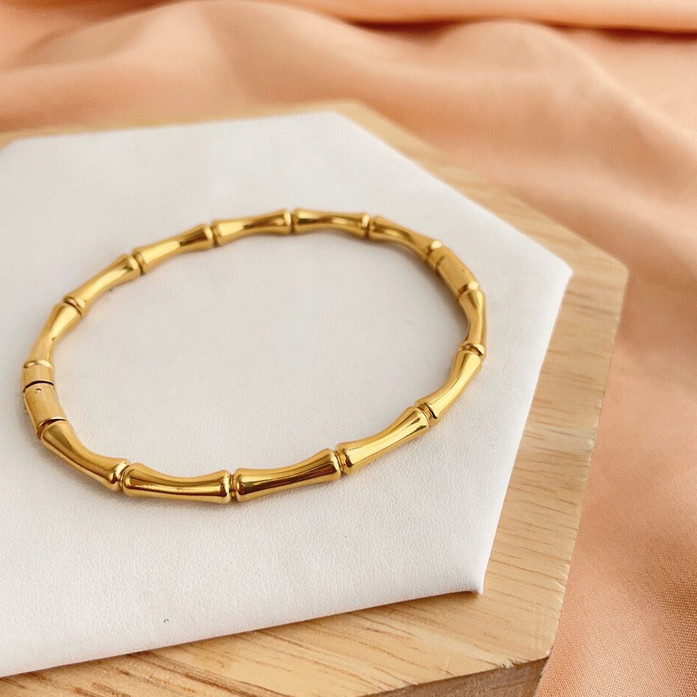 MYKI Elegant Bamboo-Inspired Gold Bracelet For Women & Mens (MKBRAD543G)