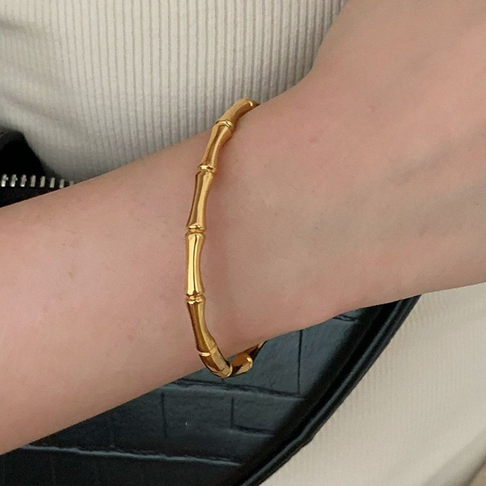 MYKI Elegant Bamboo-Inspired Gold Bracelet For Women & Mens (MKBRAD543G)