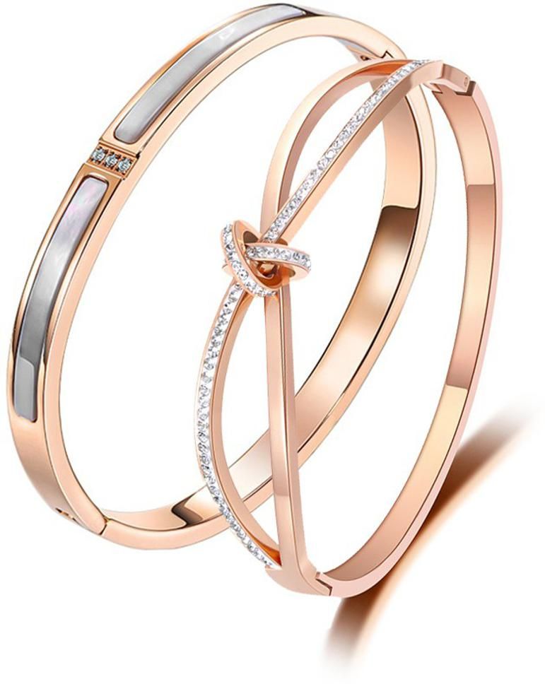 MYKI Gorgeous Rosegold Kada Combo Bracelet (MKBRAD301-MKBRAD267RG-MKBRAD278RG)
