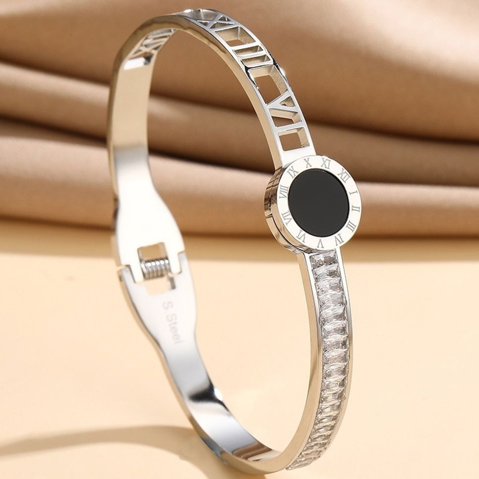 MYKI Beautiful Roman Numbers Diamond Kada Bracelet (MKBRAD416S)