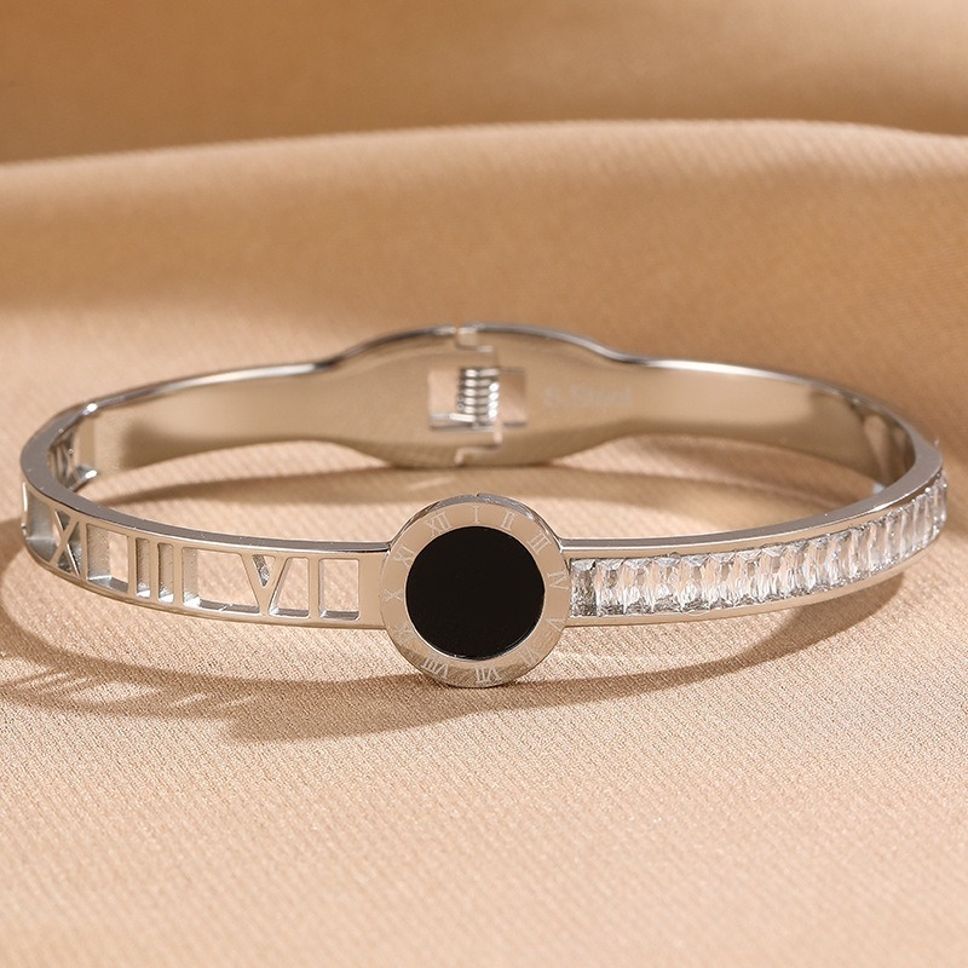 MYKI Beautiful Roman Numbers Diamond Kada Bracelet (MKBRAD416S)