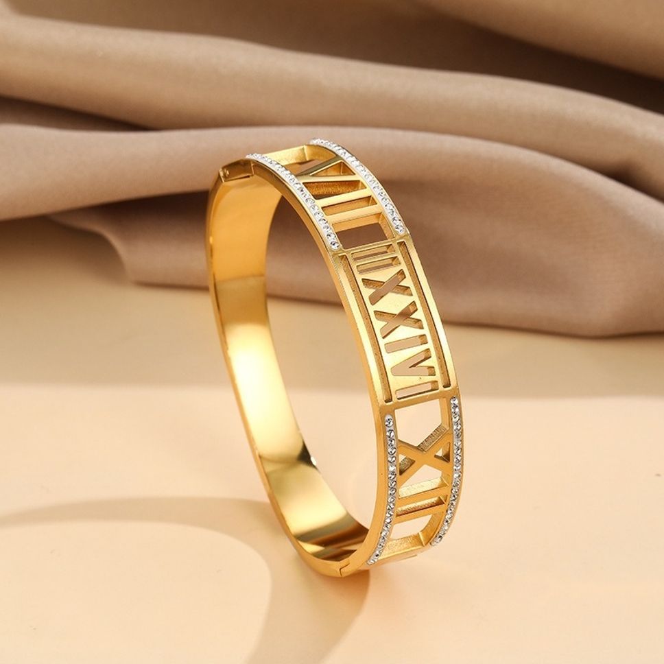 MYKI Stylish Roman Numbers Diamond Kada Bracelet (MKBRAD419)
