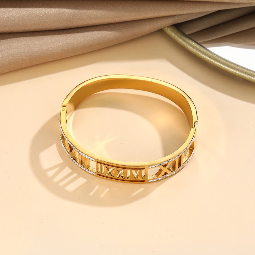 MYKI Stylish Roman Numbers Diamond Kada Bracelet (MKBRAD419)