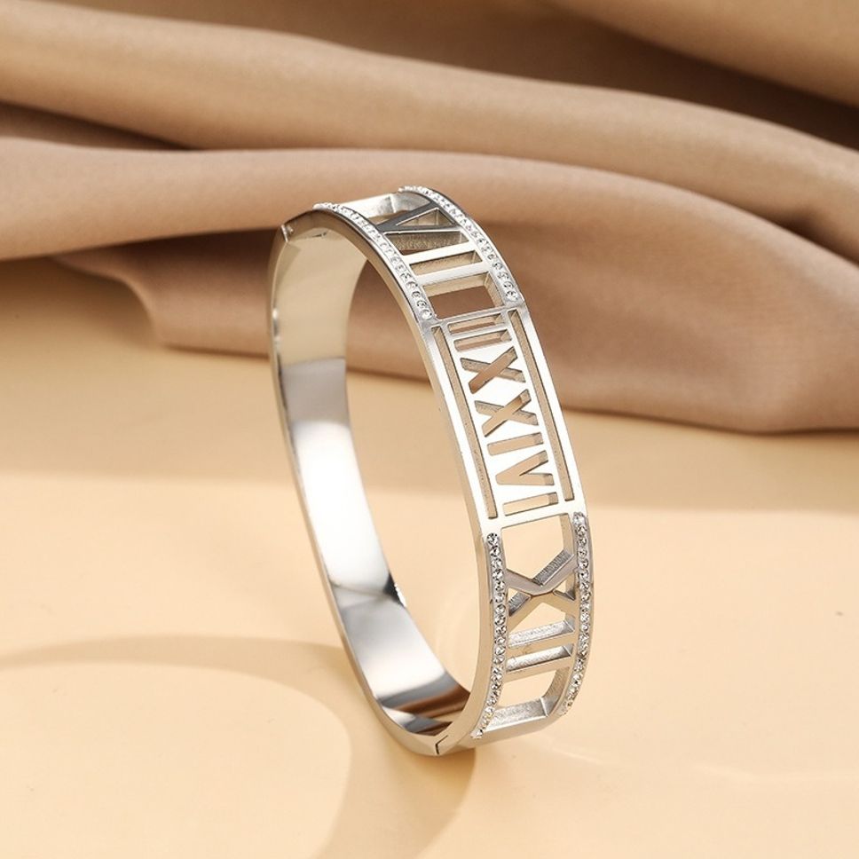 MYKI Stylish Roman Numbers Diamond Kada Bracelet (MKBRAD419)