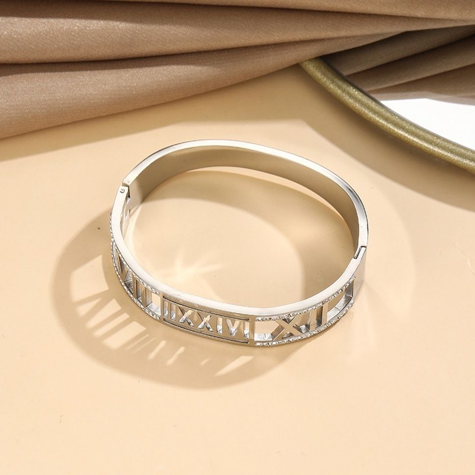 MYKI Stylish Roman Numbers Diamond Kada Bracelet (MKBRAD419)
