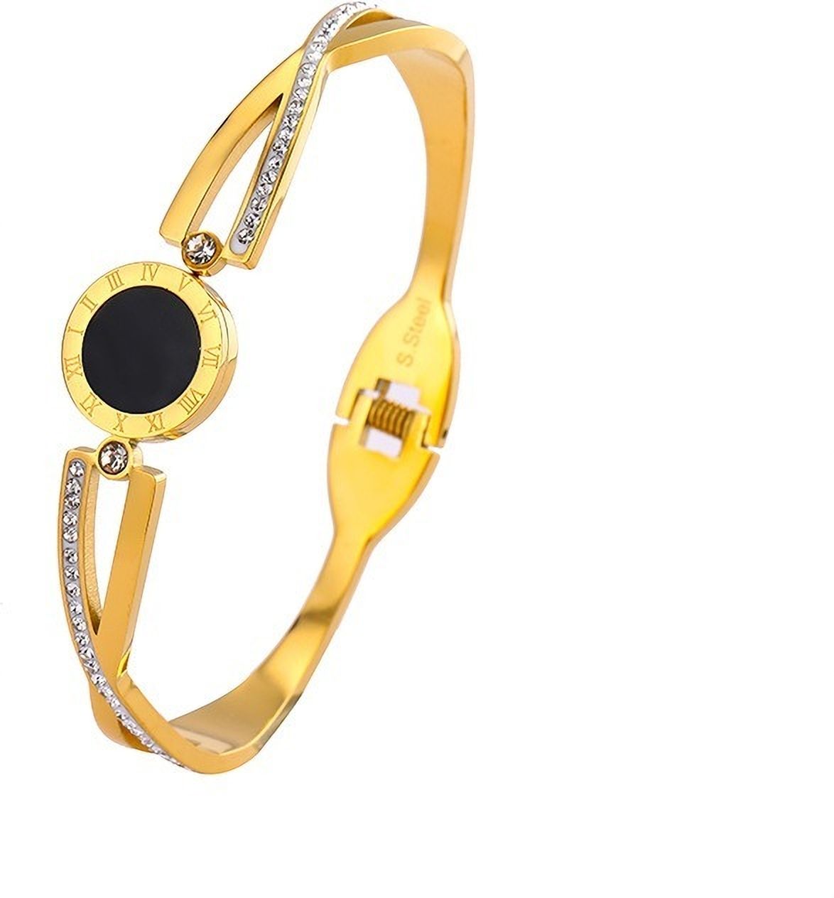 MYKI Roman Numbers Classy Diamond Kada Bracelet (MKBRAD422)