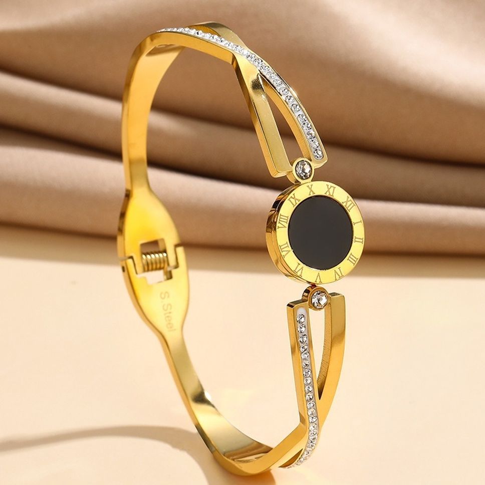 MYKI Roman Numbers Classy Diamond Kada Bracelet (MKBRAD422)