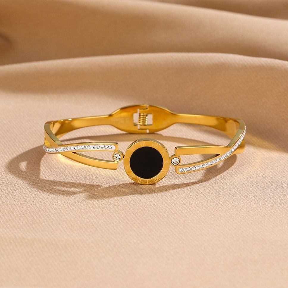 MYKI Roman Numbers Classy Diamond Kada Bracelet (MKBRAD422)