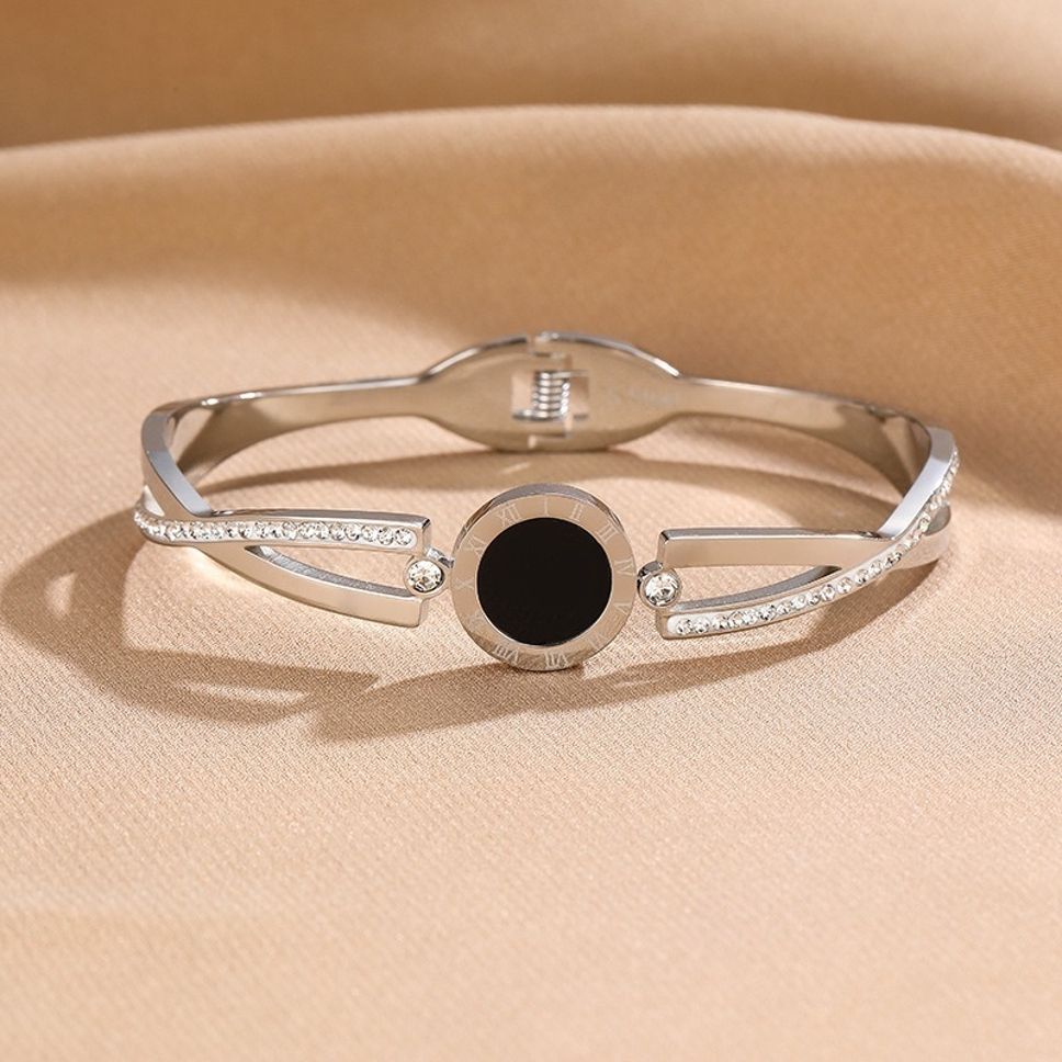 MYKI Roman Numbers Classy Diamond Kada Bracelet (MKBRAD422)