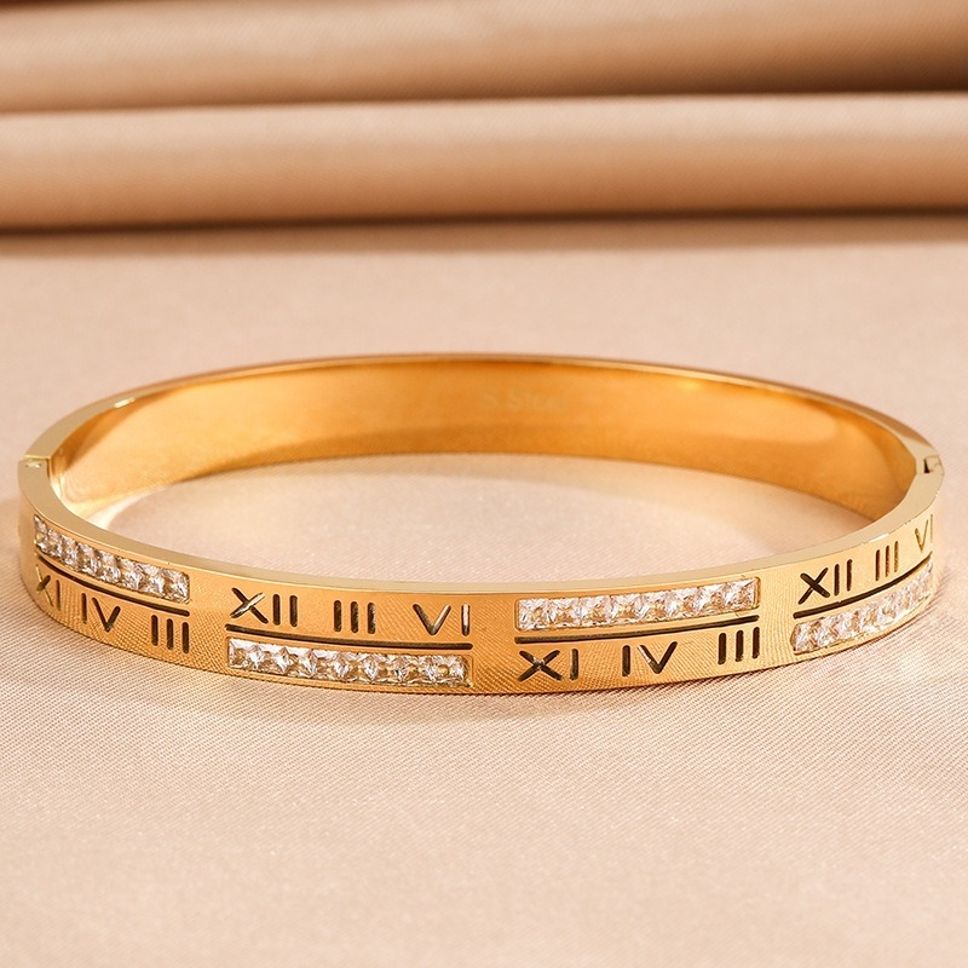 MYKI Roman Numbers Elegant Diamond Kada Bracelet (MKBRAD424)